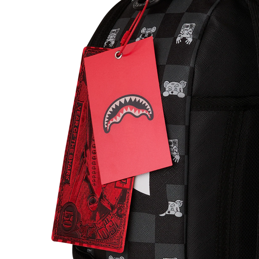 Sprayground Gray Peeking Character Check Backpack