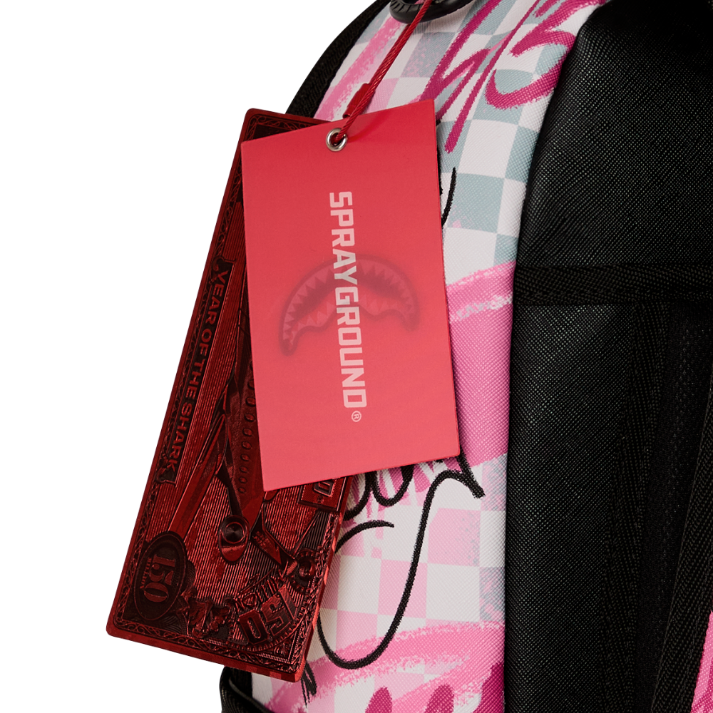 Sprayground Pink Smoke Check Backpack