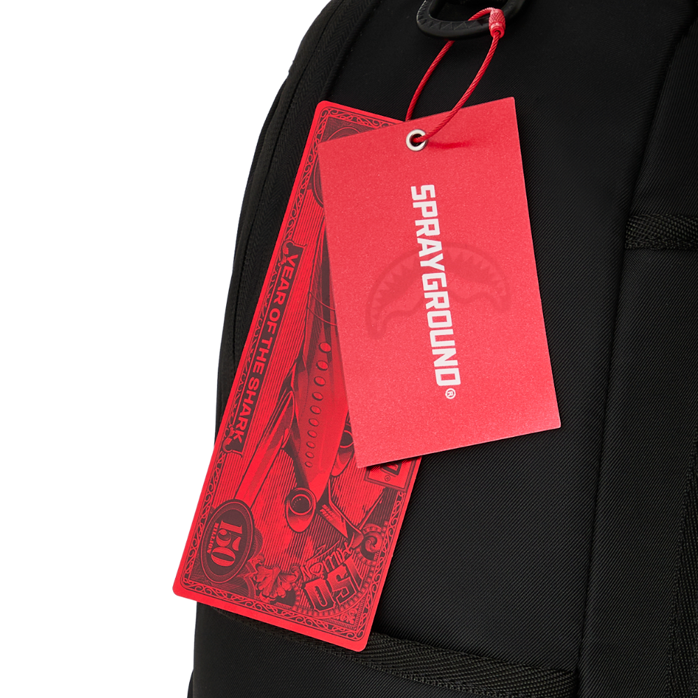 Sprayground Shark Central Black Nylon Gray Embossed DLXS Backpack