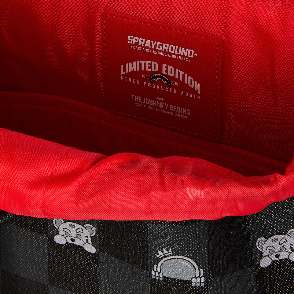Sprayground Gray Peeking Character Check Monte Carlo Backpack
