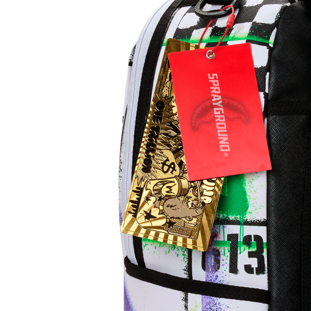 Sprayground Stencil Shark Attack Black And White Split DLXSV Backpack