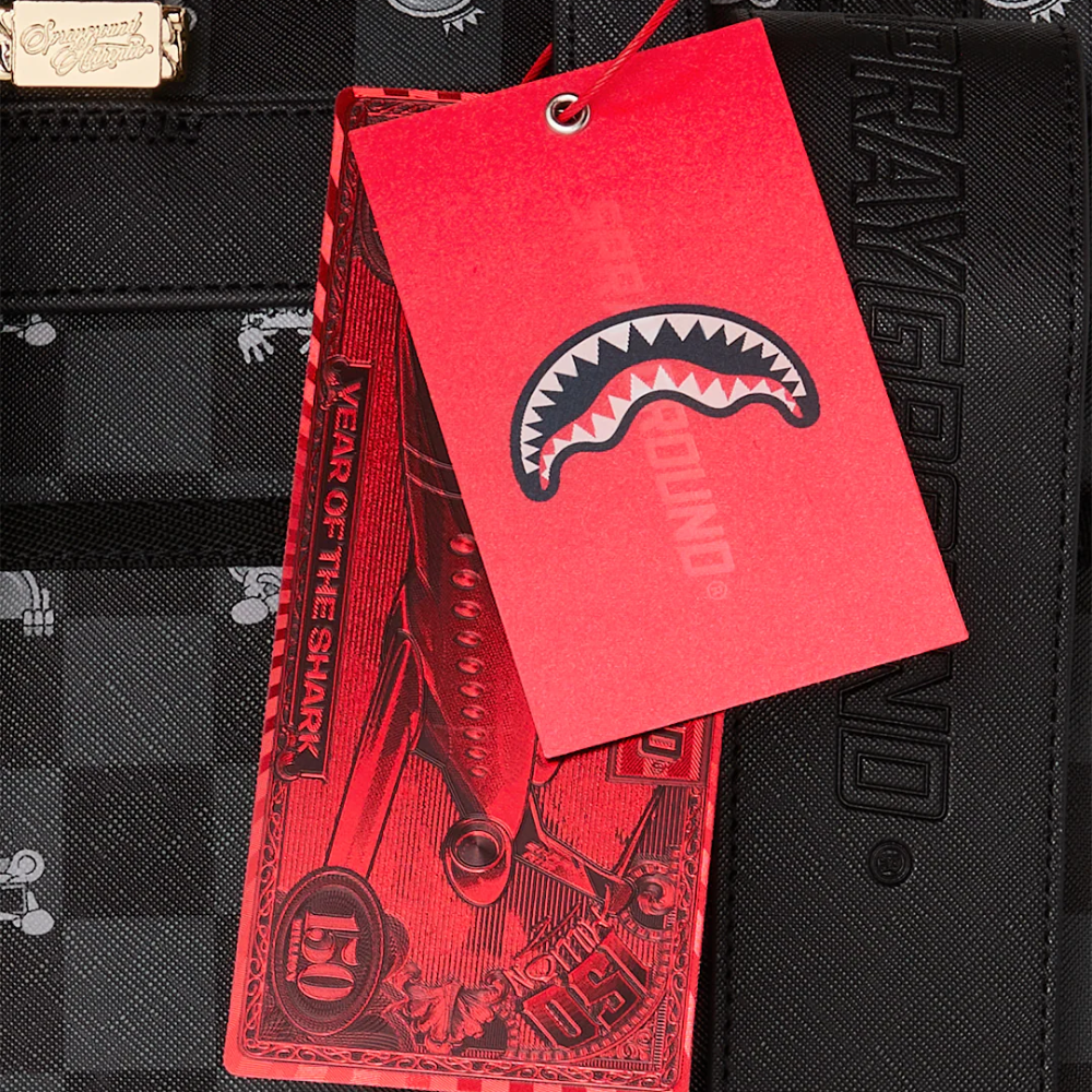 Sprayground Gray Peeking Character Check Monte Carlo Backpack