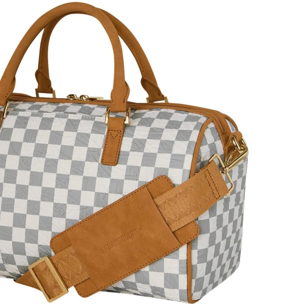 Sprayground Graff Embossed Cream Check Mini Duffle
