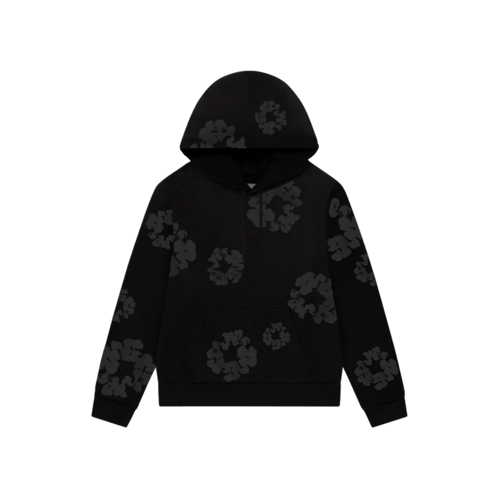 Denim Tears Faded Mono Cotton Wreath Hoodie Black