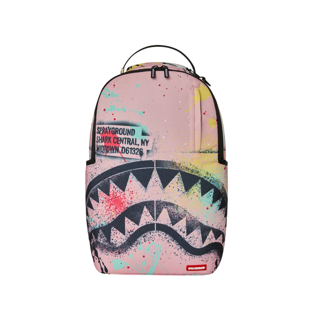 Sprayground Shark Central Pink Lab Coat Street Art DLXSR Backpack
