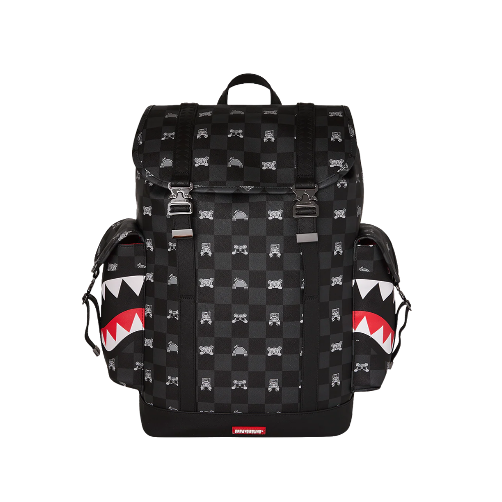 Sprayground Gray Peeking Character Check Monte Carlo Backpack