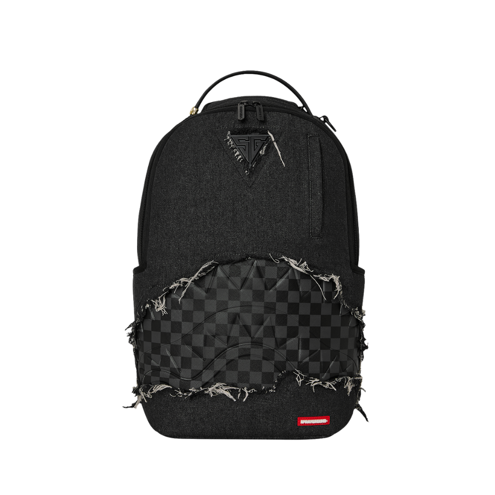 Sprayground Black Denim Tear Shark DLXSV Backpack