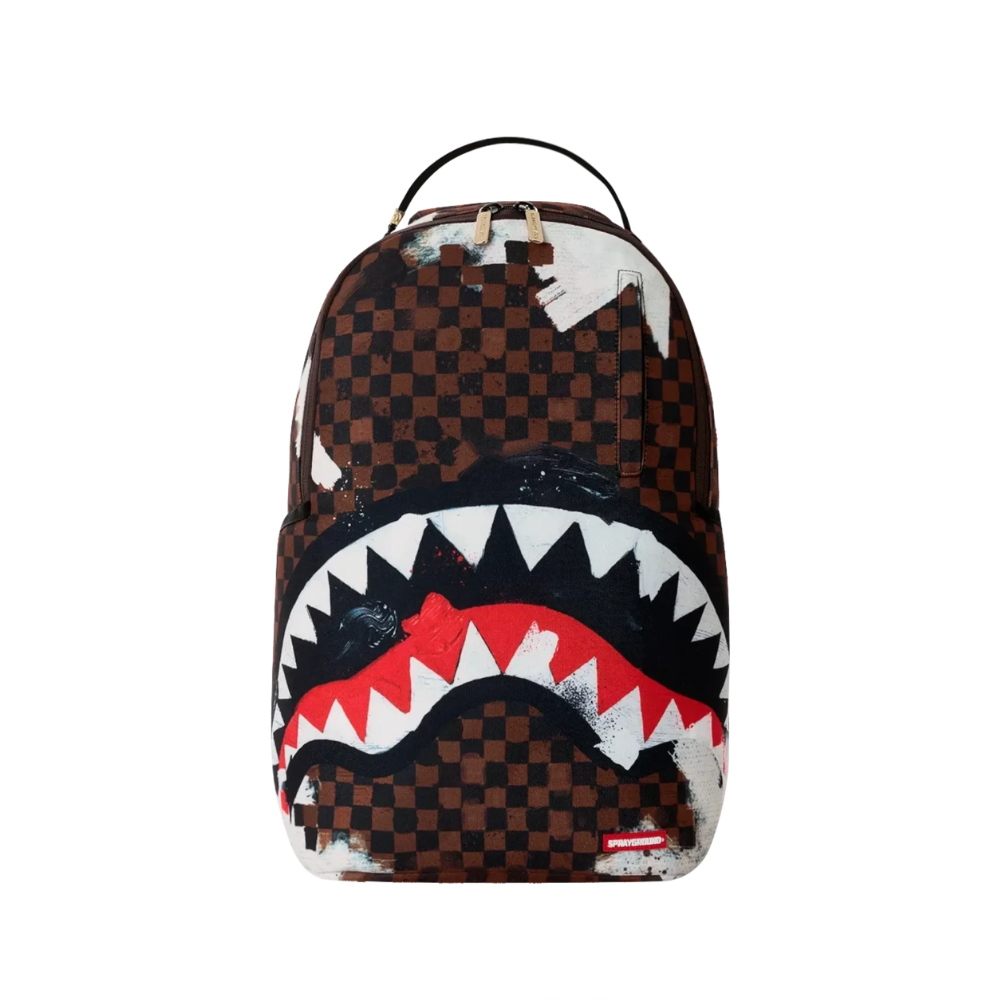 Sprayground Sharks In Paris Cotton Canvas Painted DLX Backpack