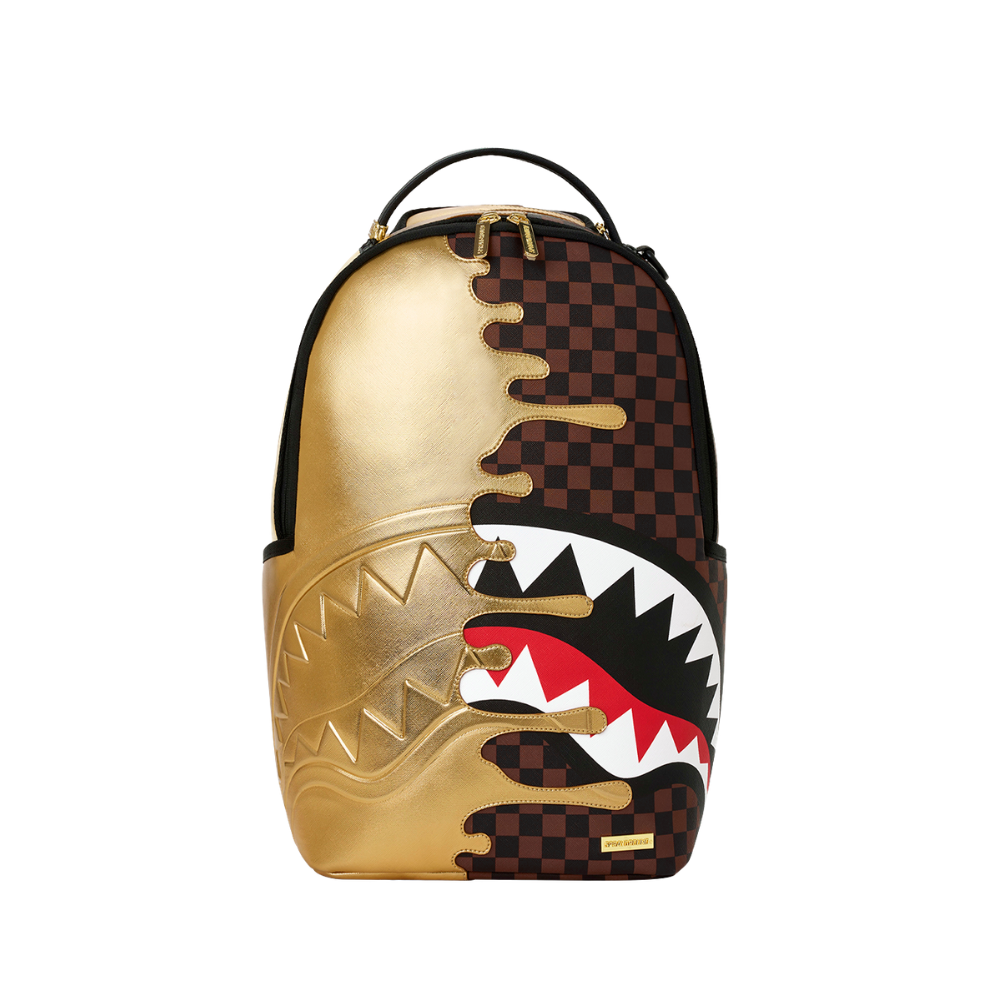 Sprayground Sharks In Paris Gold Drip DLXSV Backpack