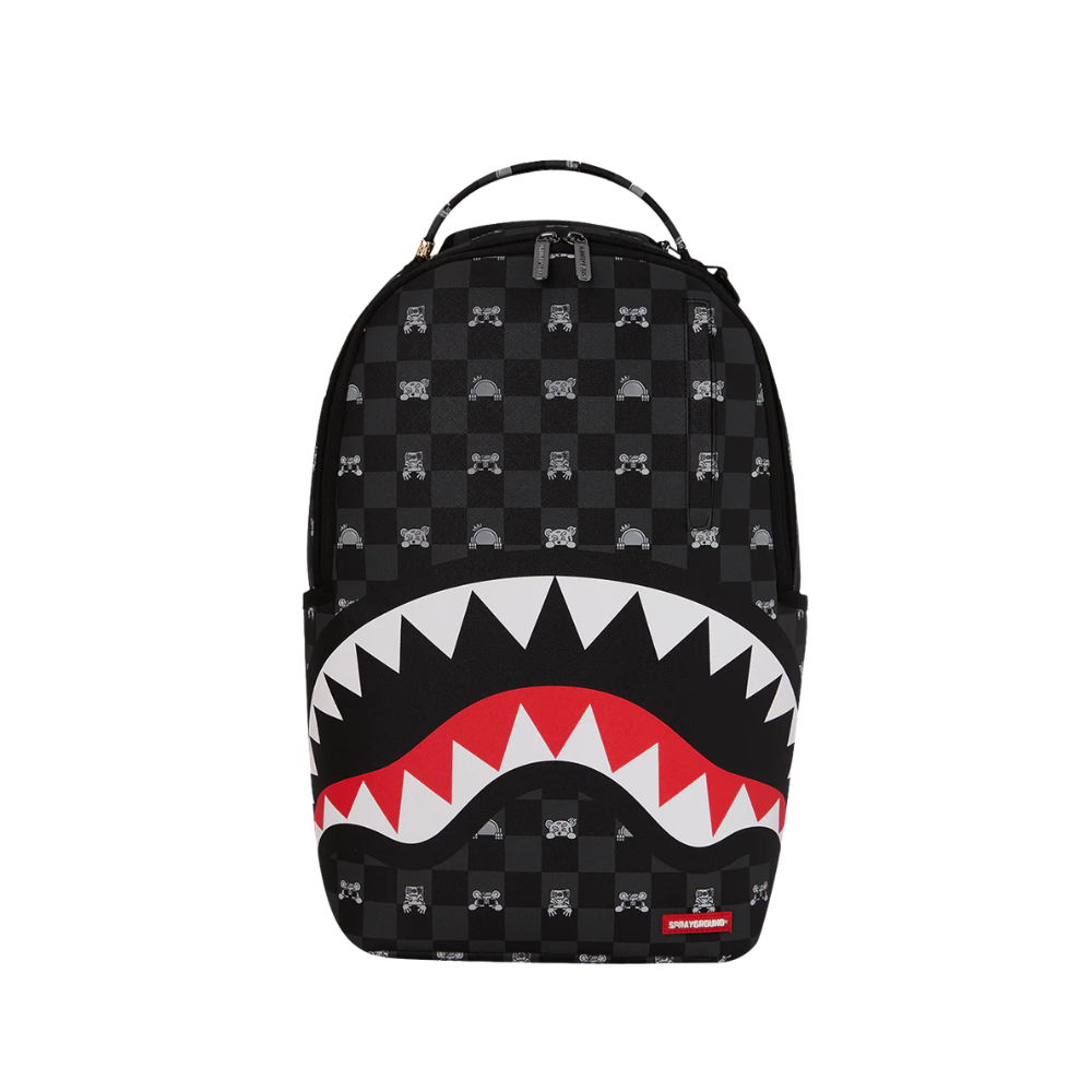 Sprayground Gray Peeking Character Check Backpack
