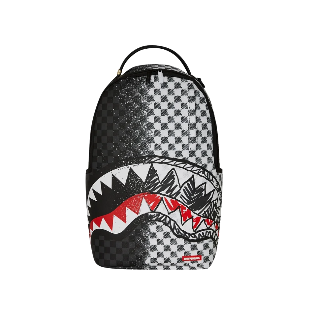 GREY CHECK SCRIBBLE SPLIT DLX BACKPACK