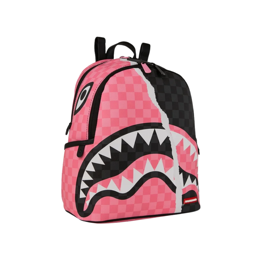 Sprayground Pink and Black Tear Sip Savage Backpack