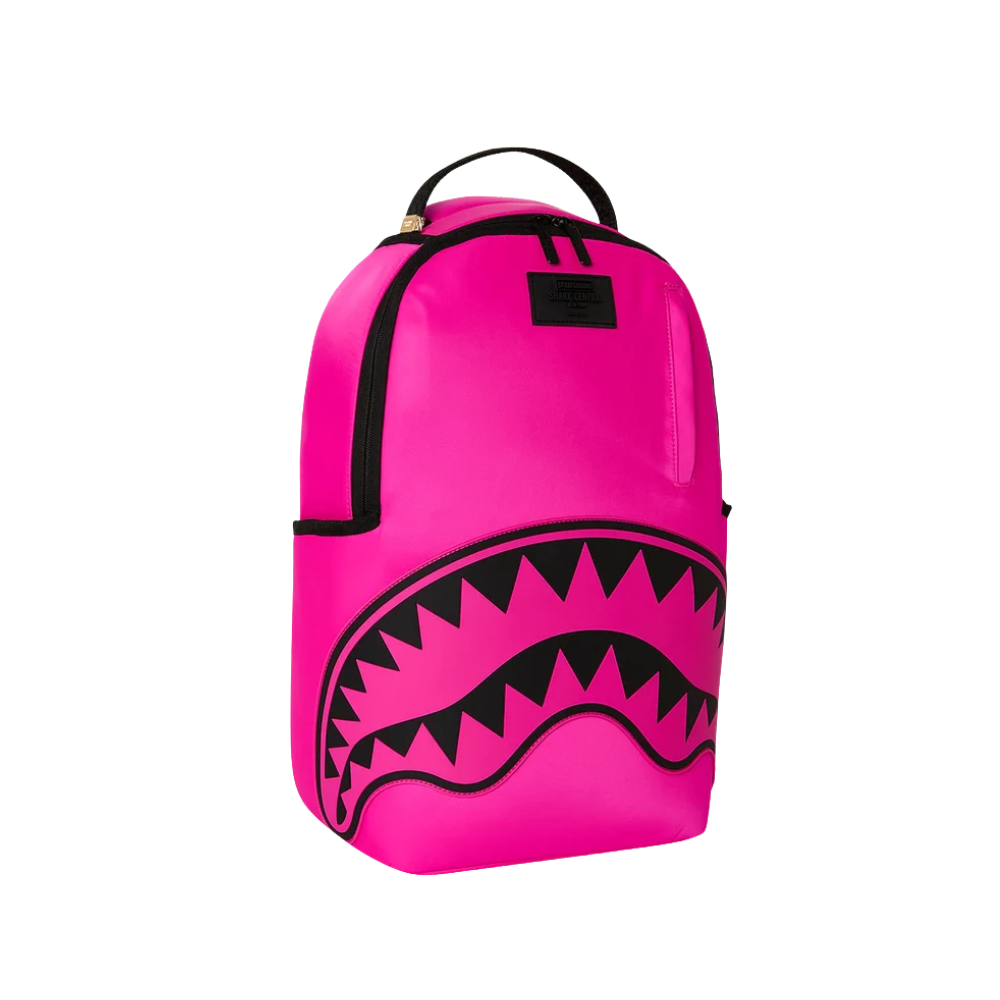 Sprayground Shark Central White Stencil Shark Pink DLXSV Backpack