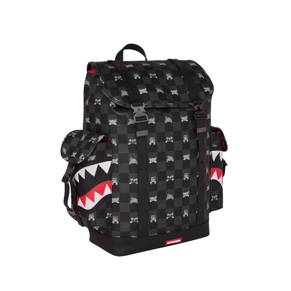 Sprayground Gray Peeking Character Check Monte Carlo Backpack