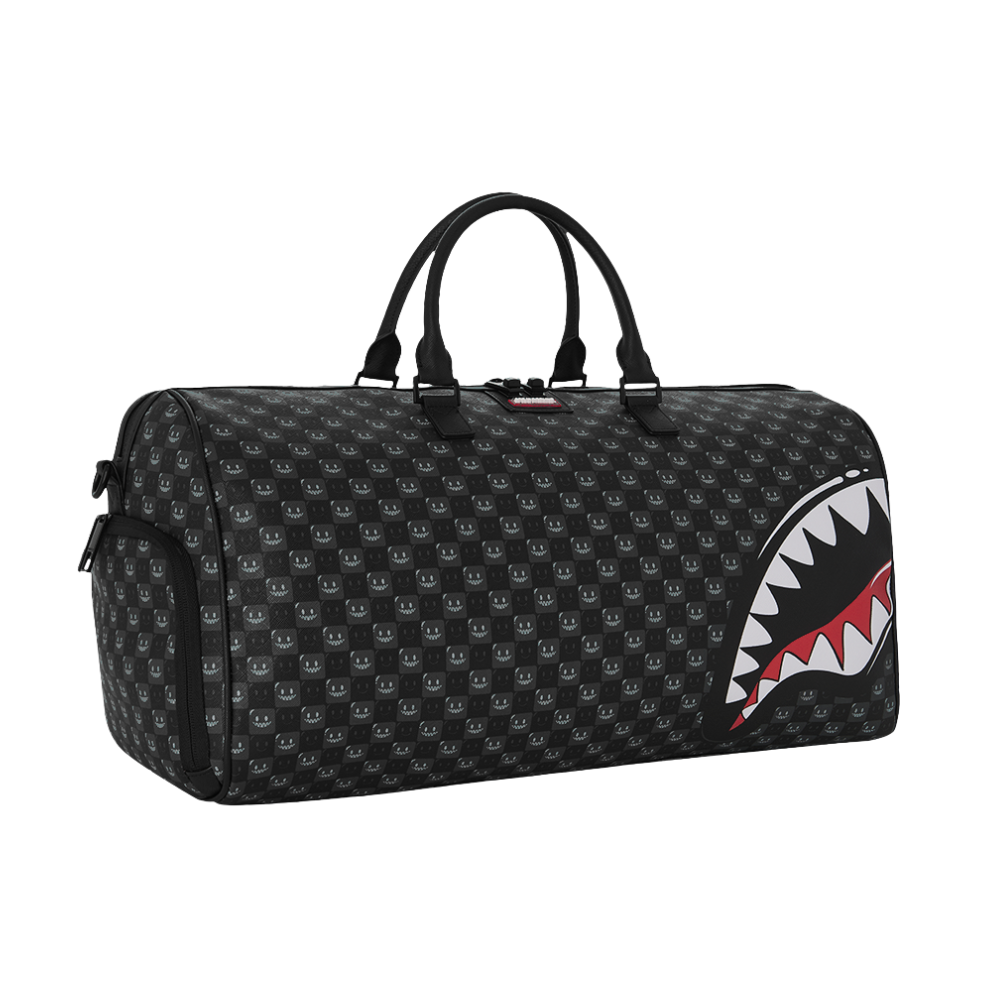 Sprayground Sharks In Paris WTF Bubbly Black Check Large Duffle