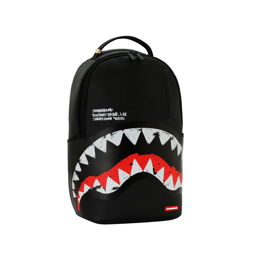 Sprayground Shark Central Black Embroidered Shark DLXSV Backpack