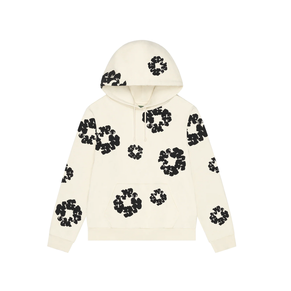 Denim Tears Black Cotton Wreath Hoodie Oatmeal