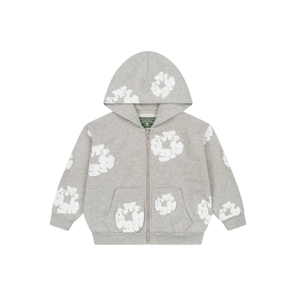 Denim Tears Kids Cotton Wreath Zip Hoodie Gray