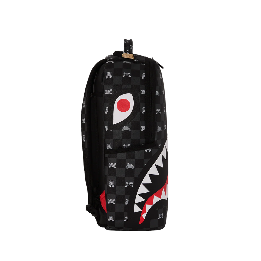 Sprayground Gray Peeking Character Check Backpack