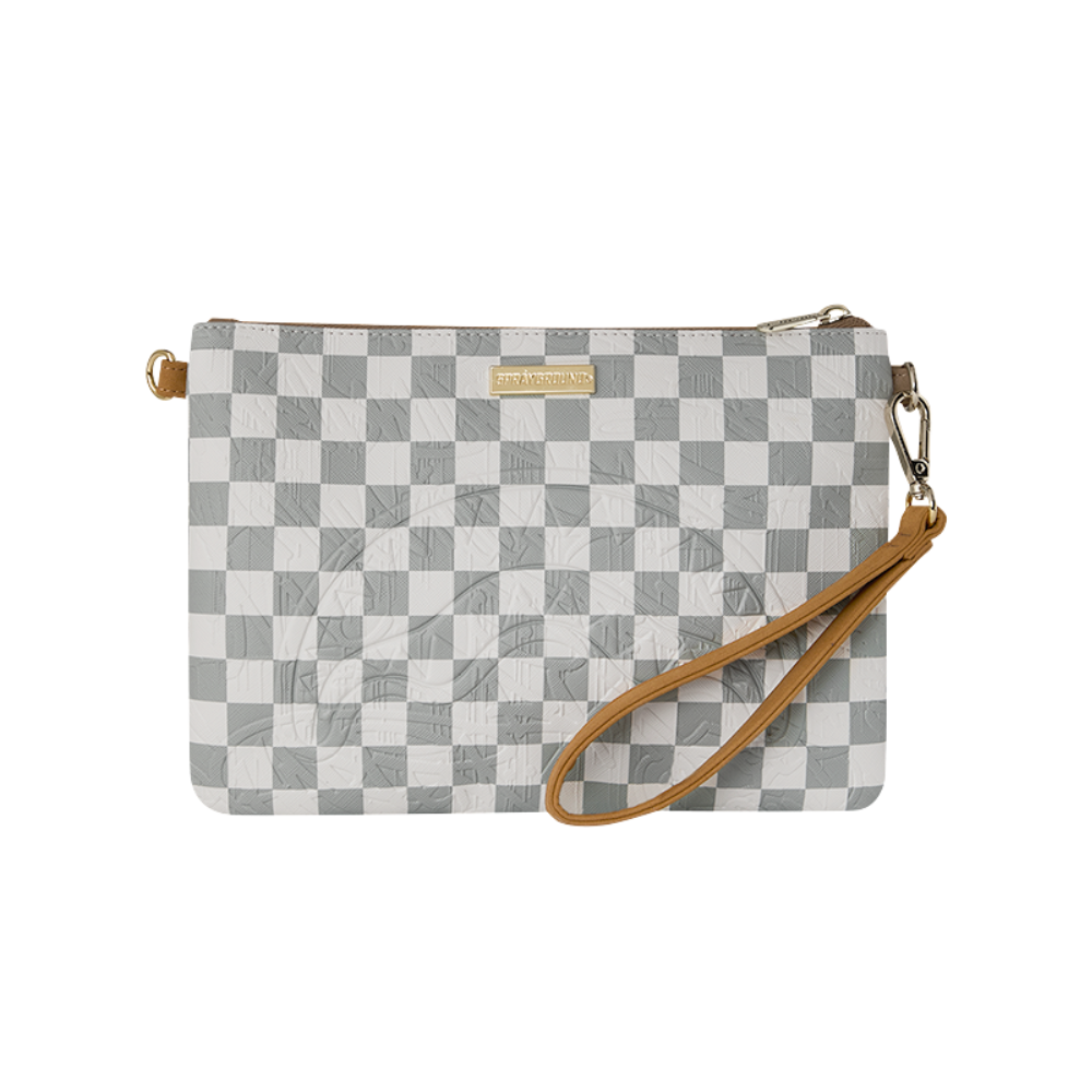 Sprayground Graff Embossed Cream Check Crossover Clutch