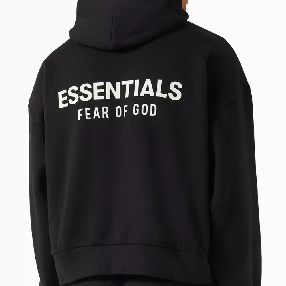 Fear of God Essentials Classic Hoodie in Core Fleece Vintage Black