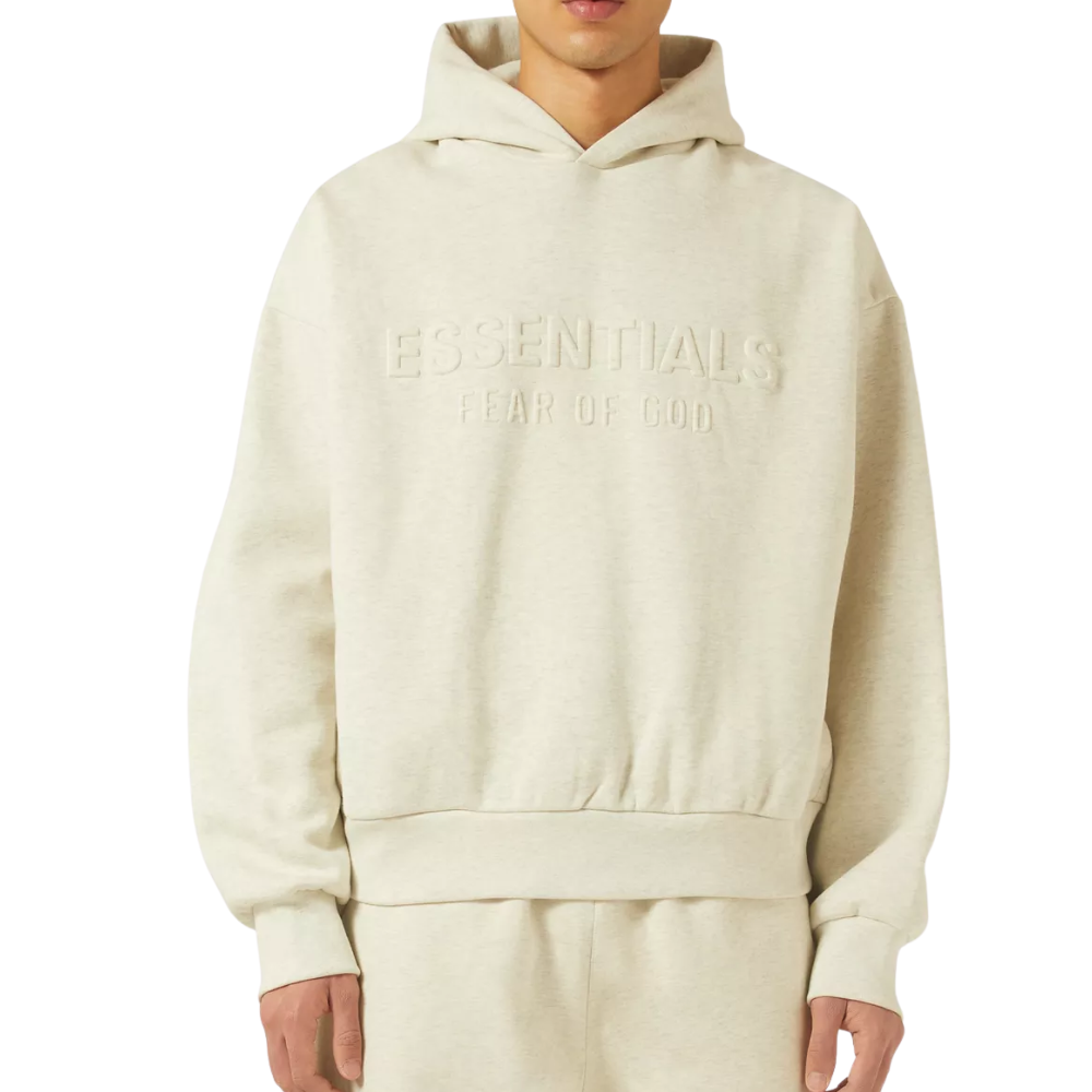 Fear of God Essentials Embossed Essentials Classic Hoodie in Fleece White/Grey
