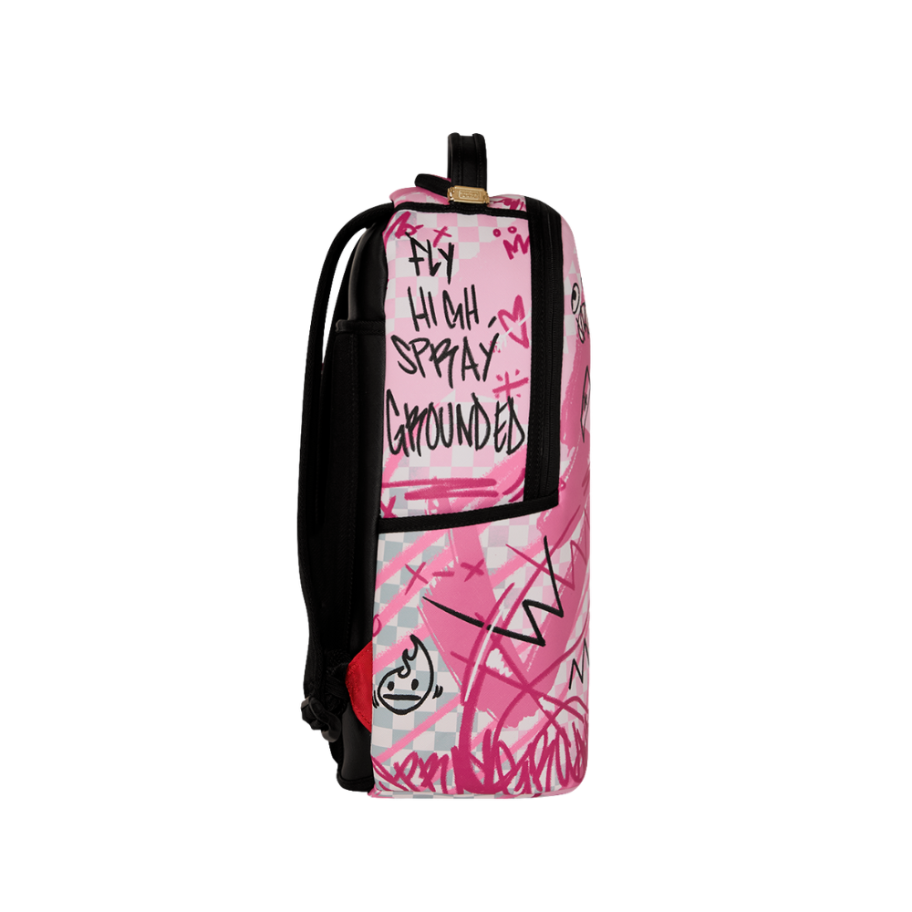 Sprayground Pink Smoke Check Backpack