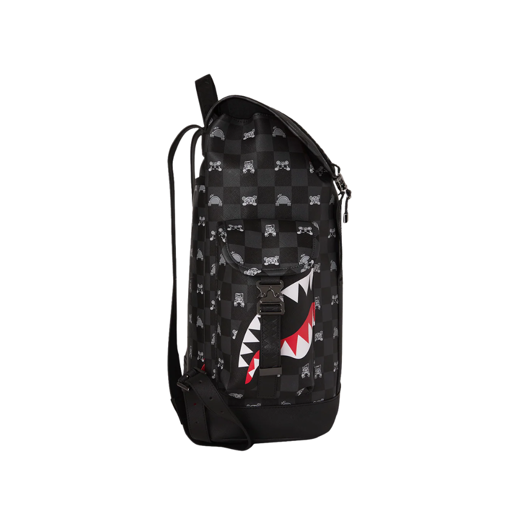 Sprayground Gray Peeking Character Check Monte Carlo Backpack