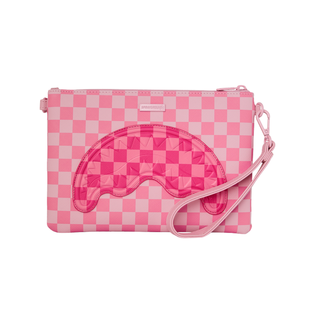 Sprayground Pink Sharks In Paris Patch Crossover Clutch