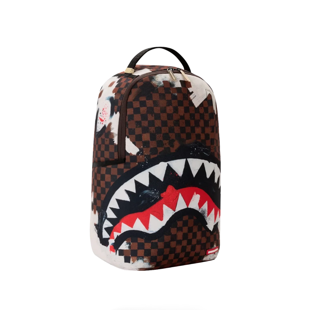 Sprayground Sharks In Paris Cotton Canvas Painted DLX Backpack