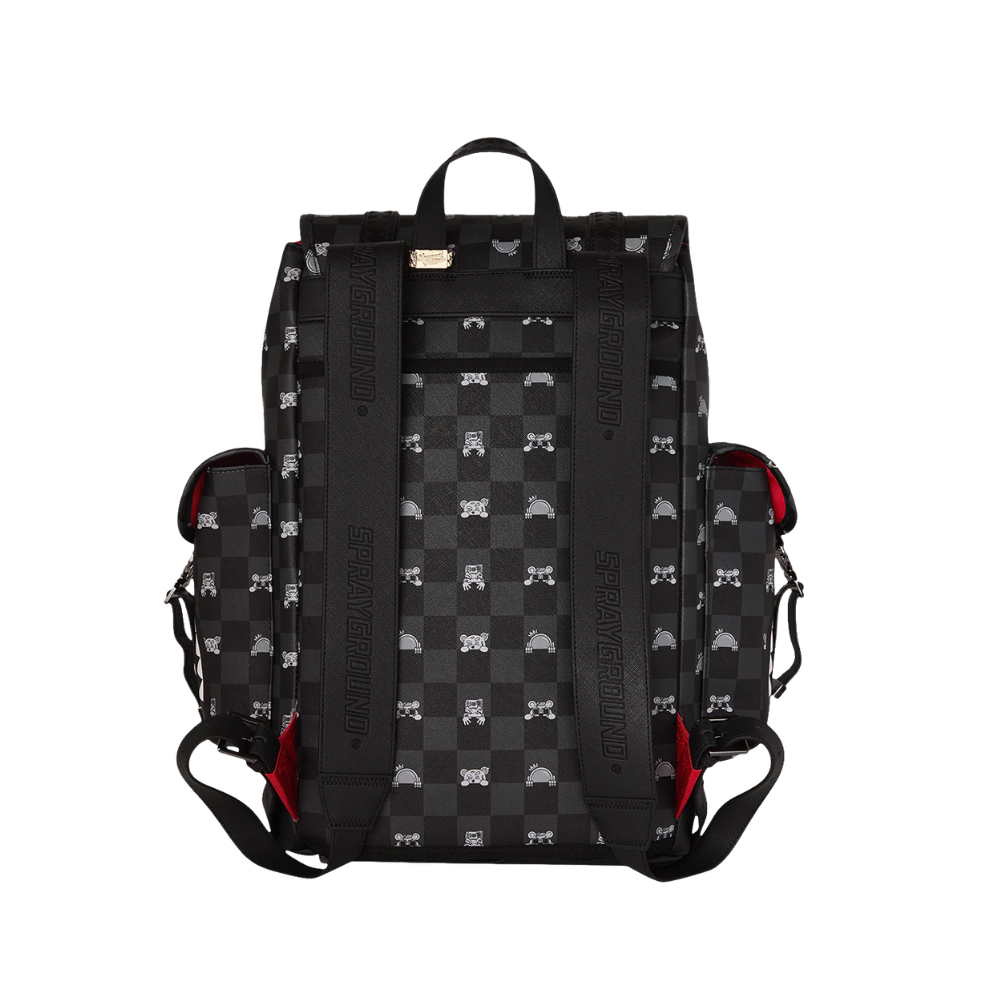 Sprayground Gray Peeking Character Check Monte Carlo Backpack