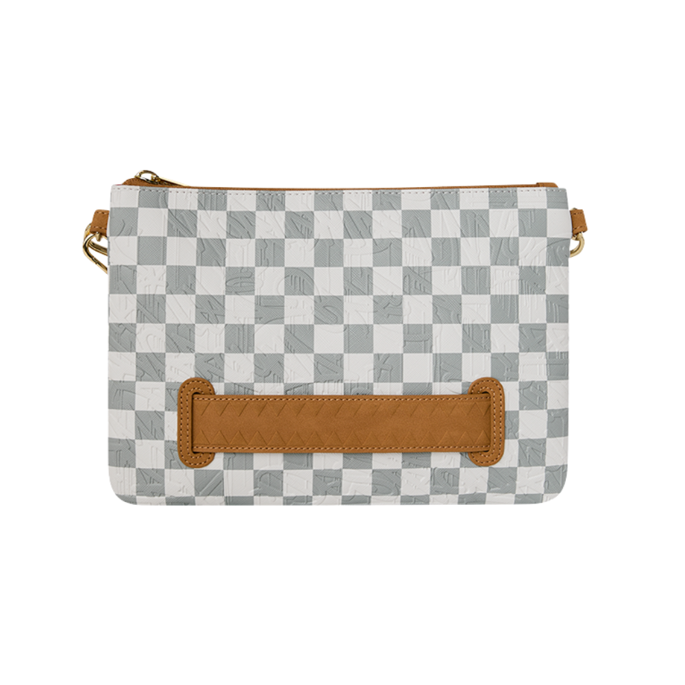 Sprayground Graff Embossed Cream Check Crossover Clutch