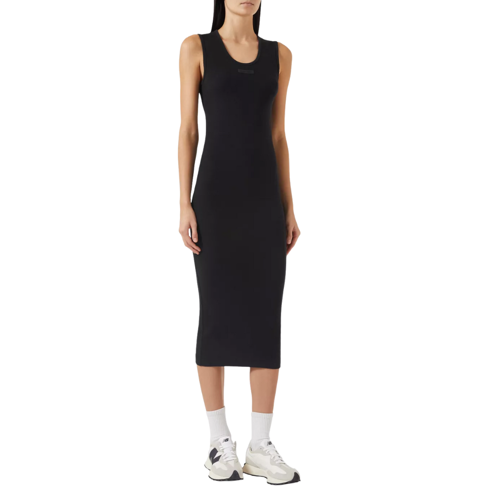 Fear of God Essentials Logo Tank Dress in Rib-knit jet Black
