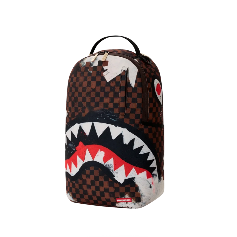 Sprayground Sharks In Paris Cotton Canvas Painted DLX Backpack