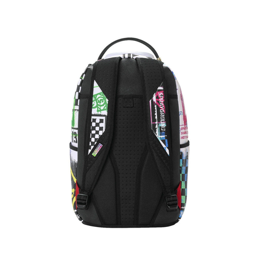 Sprayground Stencil Shark Attack Black And White Split DLXSV Backpack