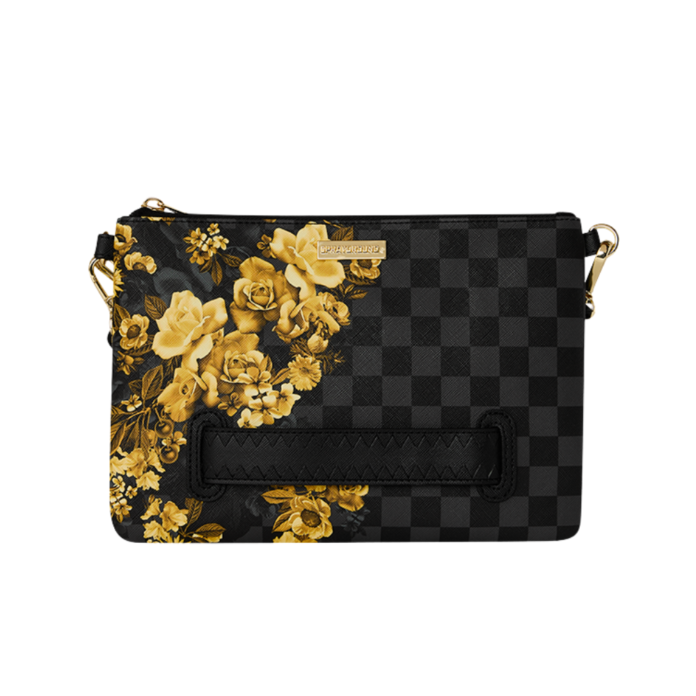 Sprayground Gold Floral Remix Crossover Clutch