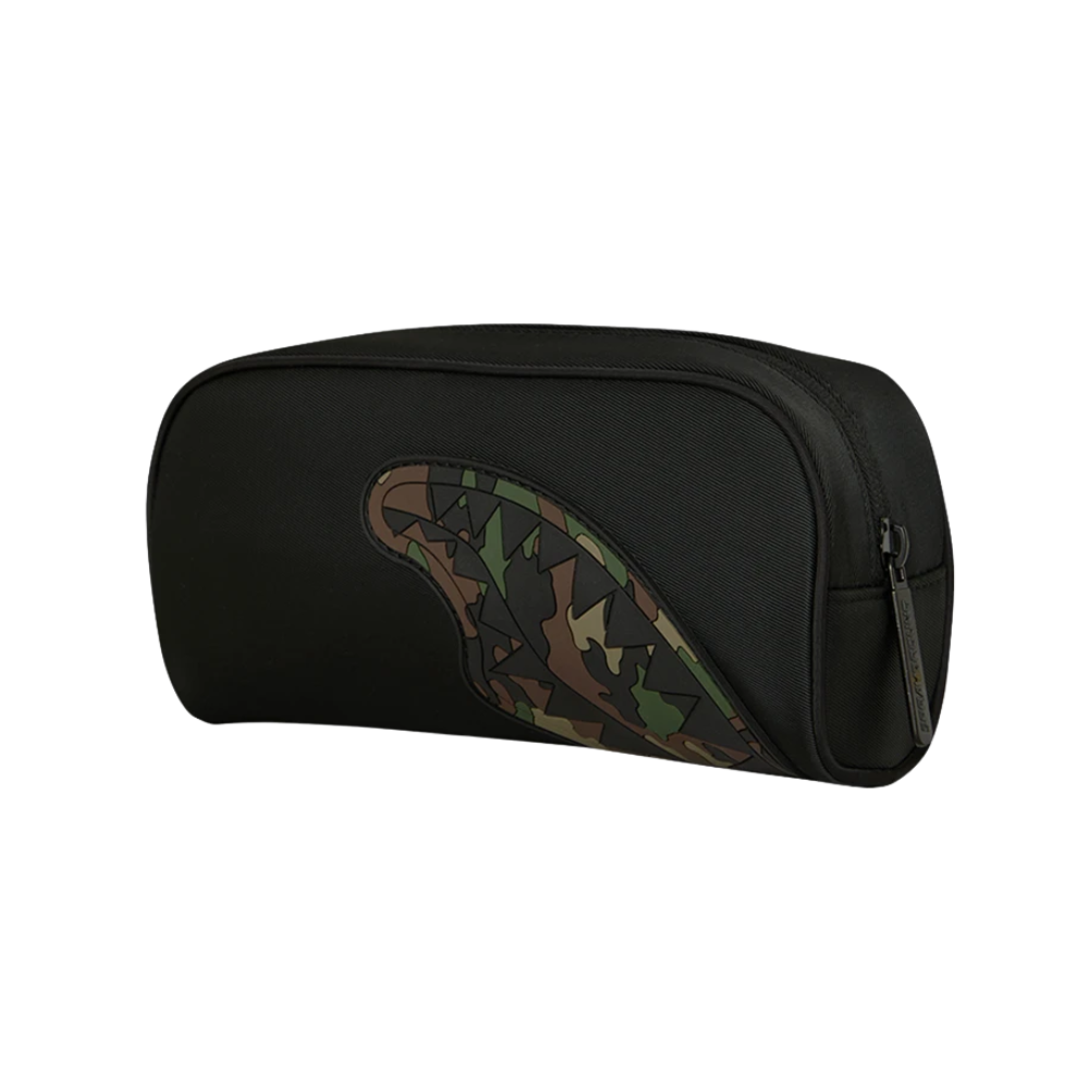 Sprayground Shark Central Black Nylon Camo Embossed Shark Pouch