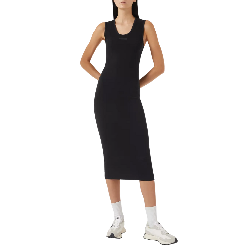 Fear of God Essentials Logo Tank Dress in Rib-knit jet Black