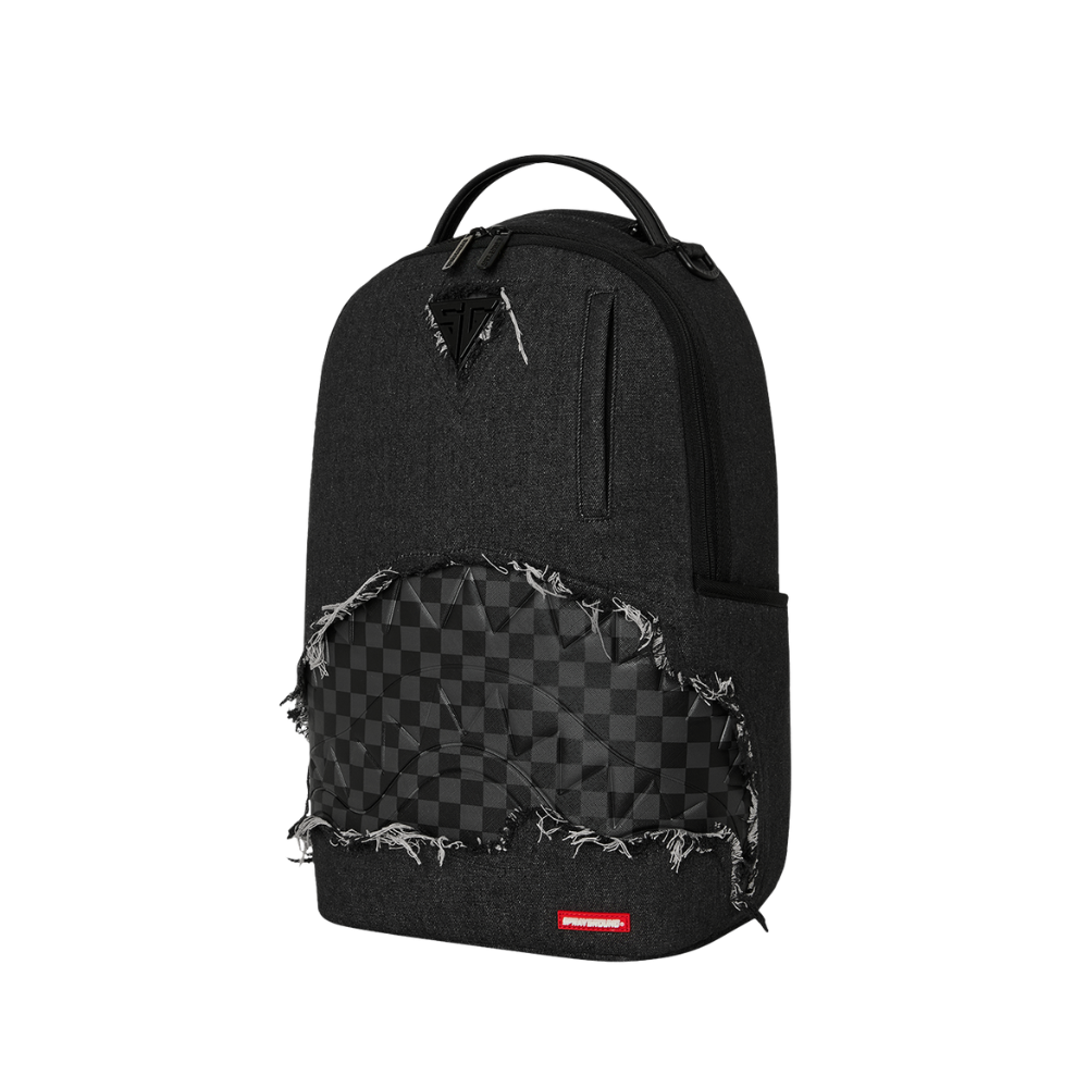 Sprayground Black Denim Tear Shark DLXSV Backpack