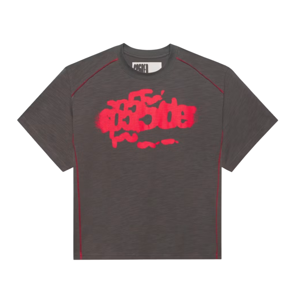 Sp5der contrast stitch tee slate grey
