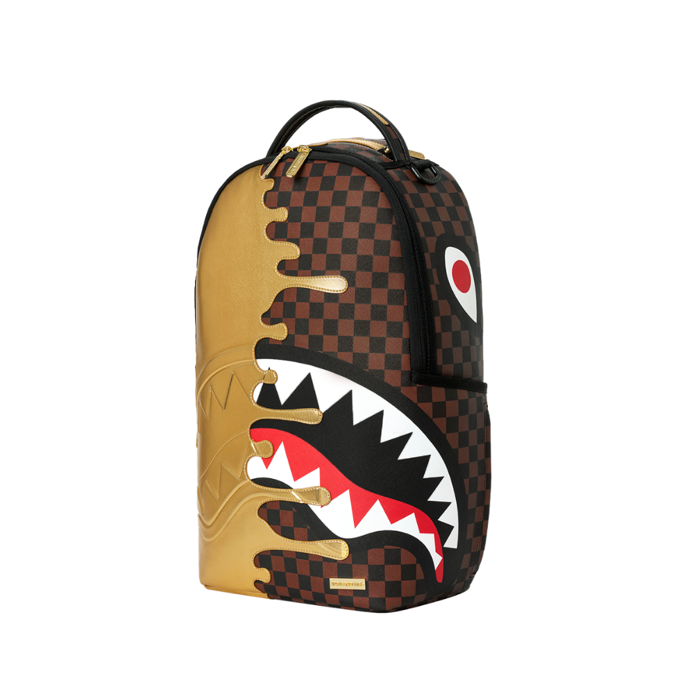 Sprayground Sharks In Paris Gold Drip DLXSV Backpack
