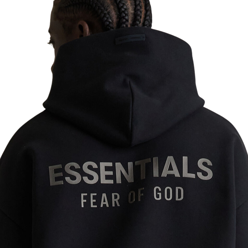 Fear of God ESSENTIALS Jet Black Classic Fleece Hoodie