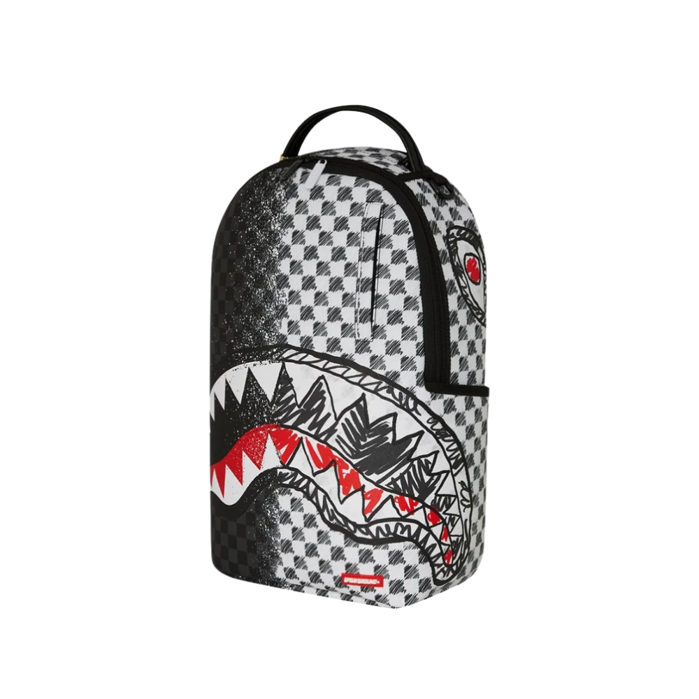 GREY CHECK SCRIBBLE SPLIT DLX BACKPACK