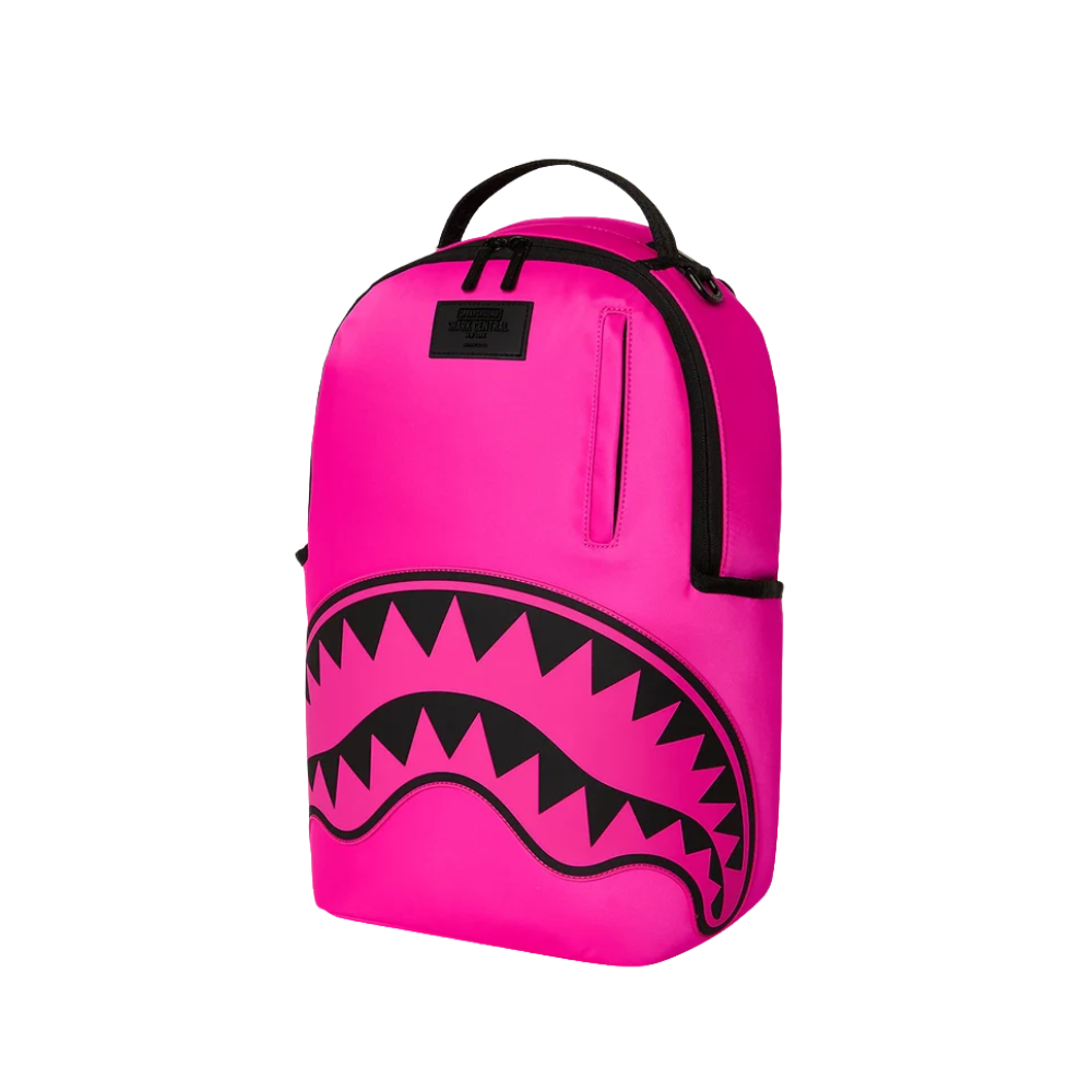Sprayground Shark Central White Stencil Shark Pink DLXSV Backpack
