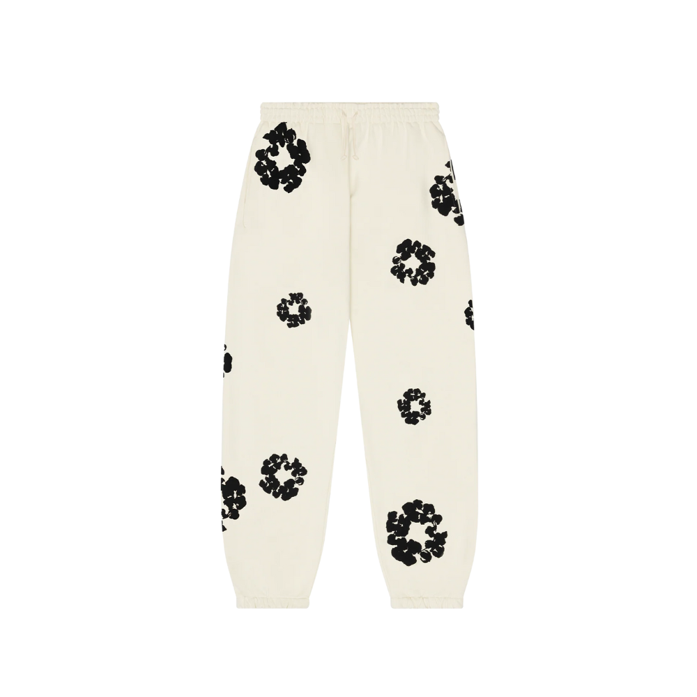 Denim Tears Black Cotton Wreath Sweatpants Oatmeal