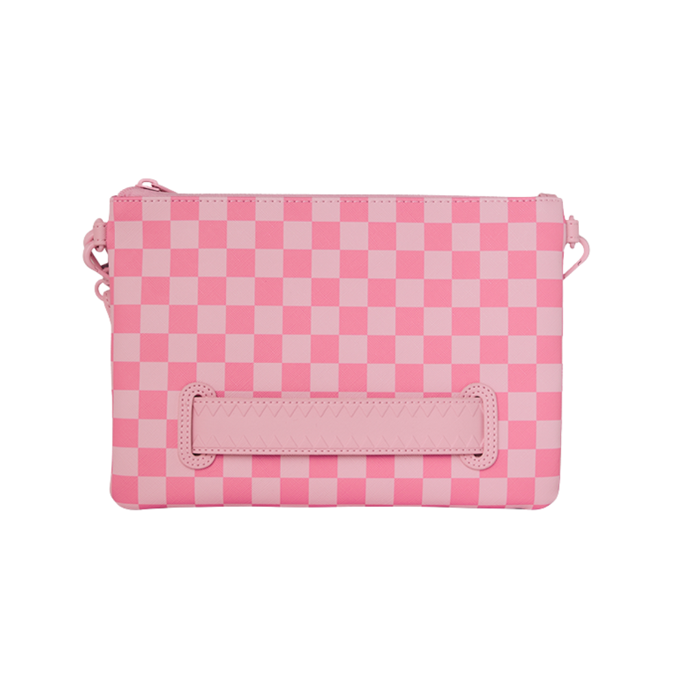 Sprayground Pink Sharks In Paris Patch Crossover Clutch