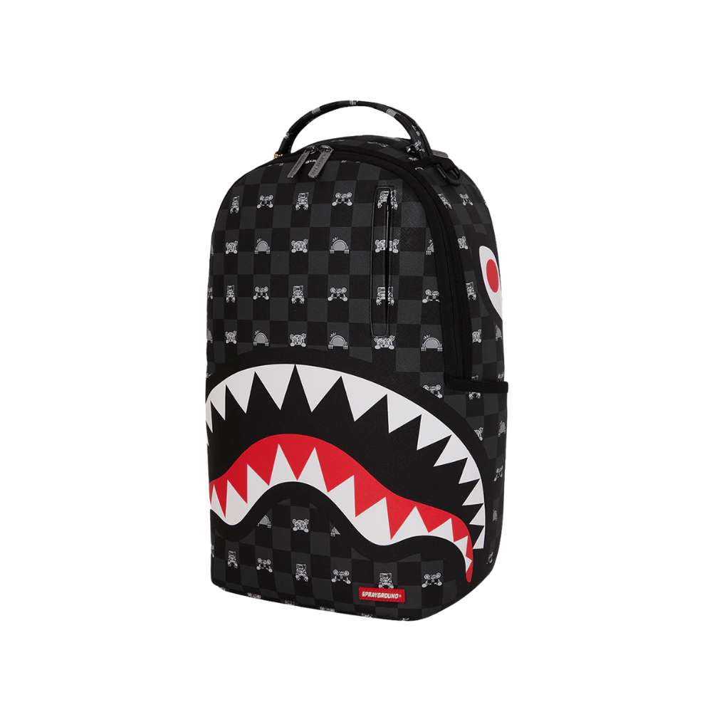 Sprayground Gray Peeking Character Check Backpack