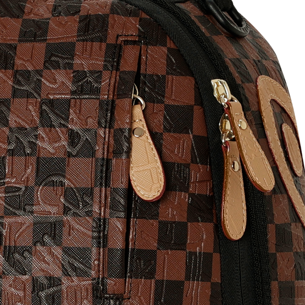 Sprayground Embossed Check Brown DLXSV Backpack