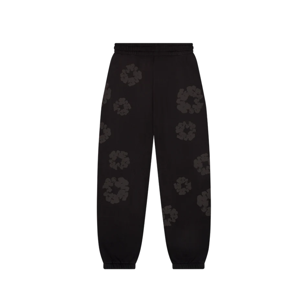 Denim Tears Faded Mono Cotton Wreath Sweatpants Black