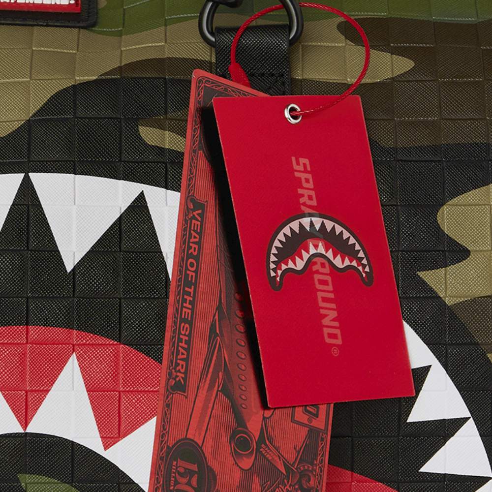 Sprayground Woodland Camo Check Chain Duffle Bag